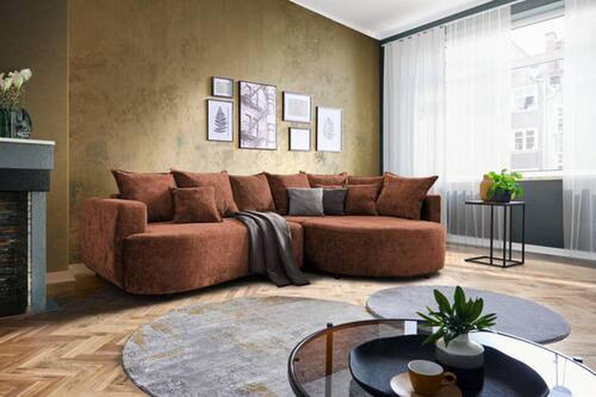 ECKSOFA in Chenille Braun  307/194 cm  - Schwarz/Braun, Design, Kunststoff/Textil (307/194cm) - Carryhome