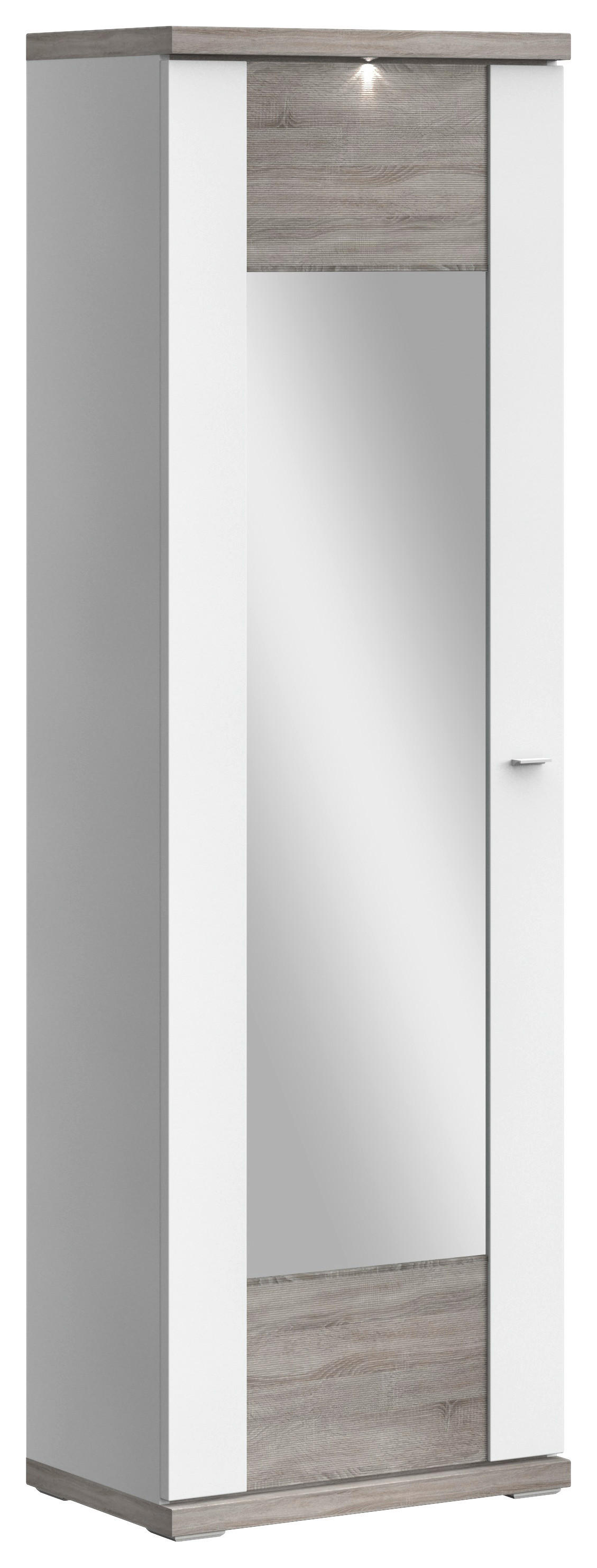 GARDEROBENSCHRANK Weiß, Eichefarben  - Chromfarben/Eichefarben, Design, Holzwerkstoff/Metall (65/206,6/41,6cm) - Xora