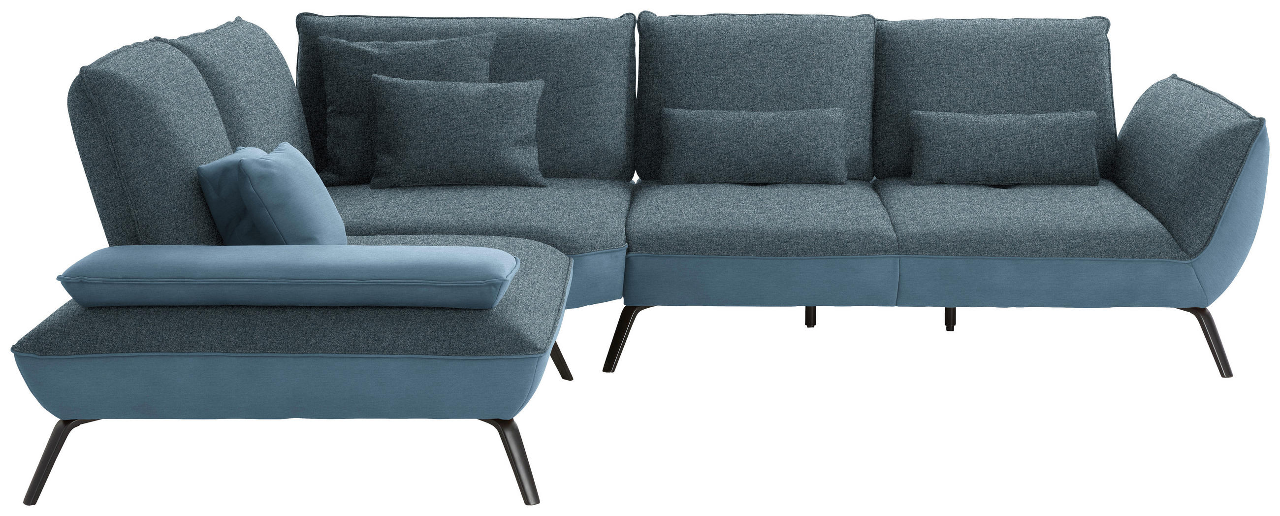 ECKSOFA Flachgewebe Blau  - Blau/Schwarz, Design, Textil/Metall (250/310cm) - Moderano