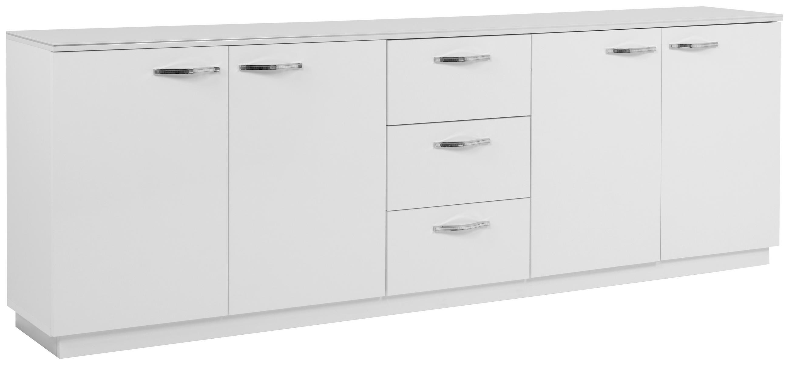 SIDEBOARD  200/68/34 cm 3 Schublade(n)  - Chromfarben/Weiß Hochglanz, Design, Holzwerkstoff/Metall (200/68/34cm) - MID.YOU
