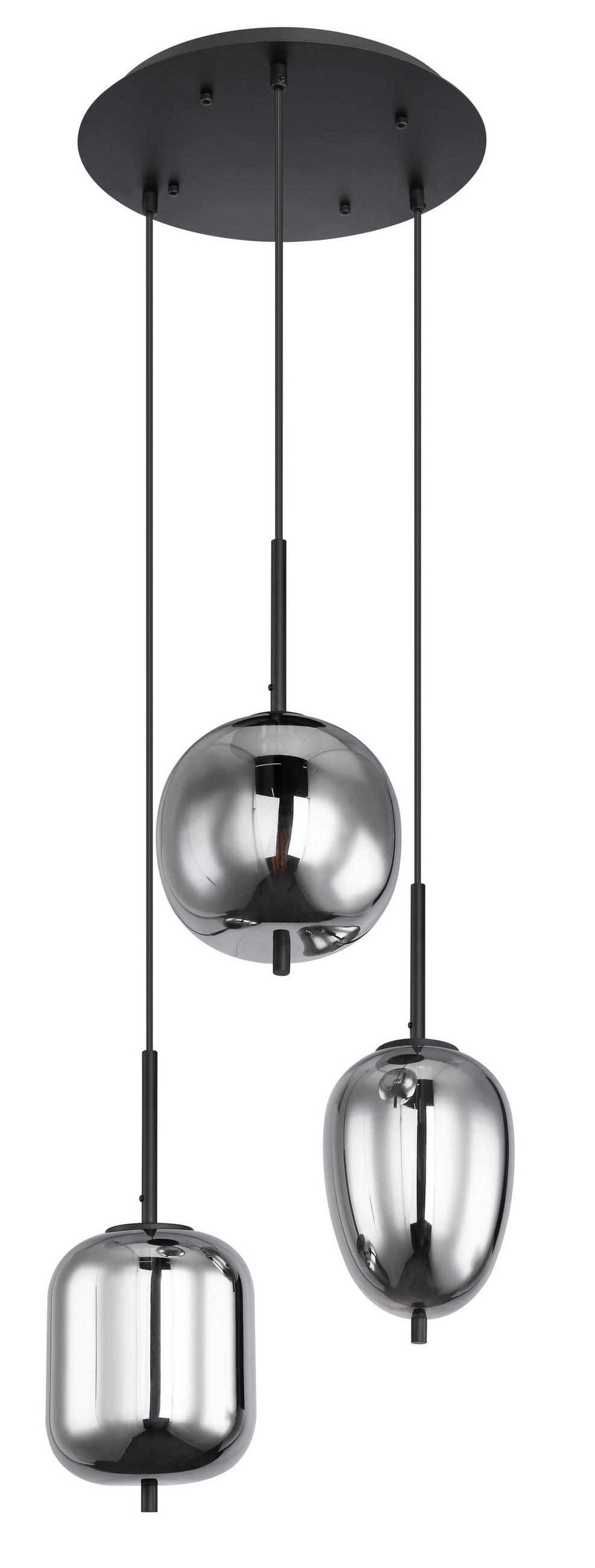 ZÁVESNÉ SVIETIDLO, E14/40 W, 46/120 cm - čierna/sivá, Design, kov/sklo (46/120cm)