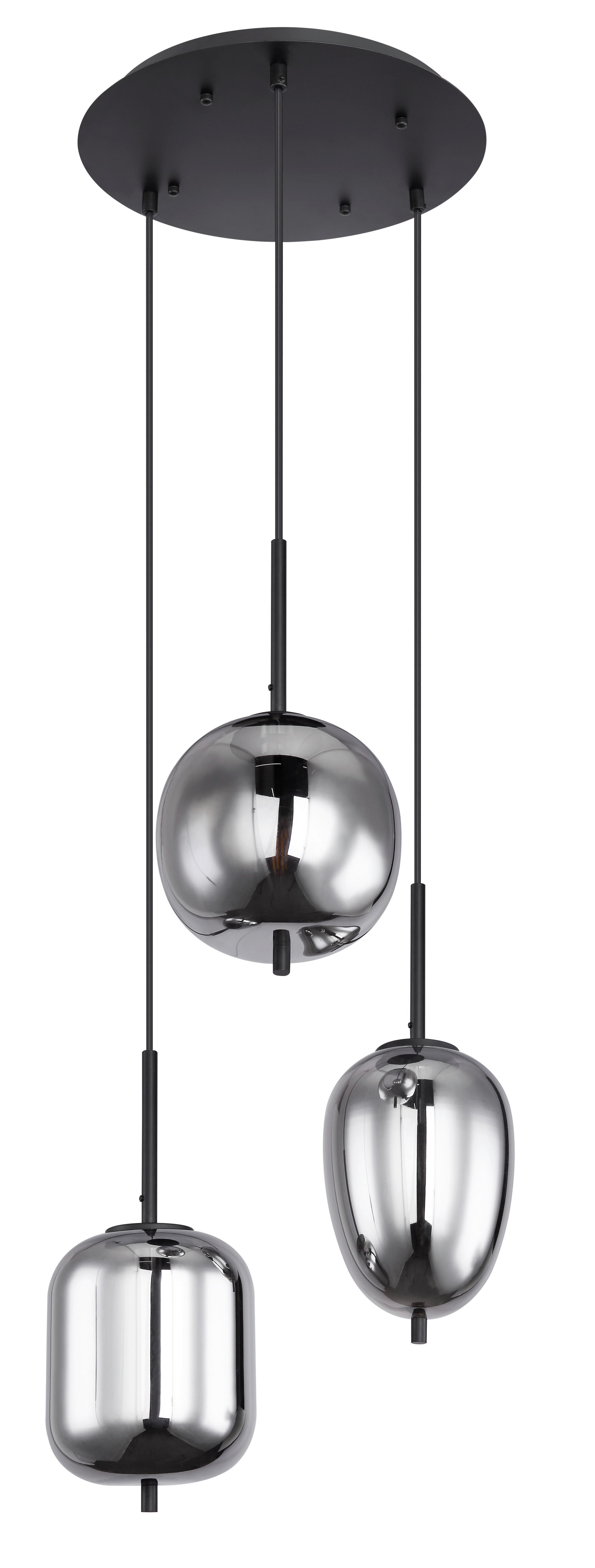HÄNGELEUCHTE 46/120 cm   - Schwarz/Grau, Design, Glas/Metall (46/120cm) - Globo