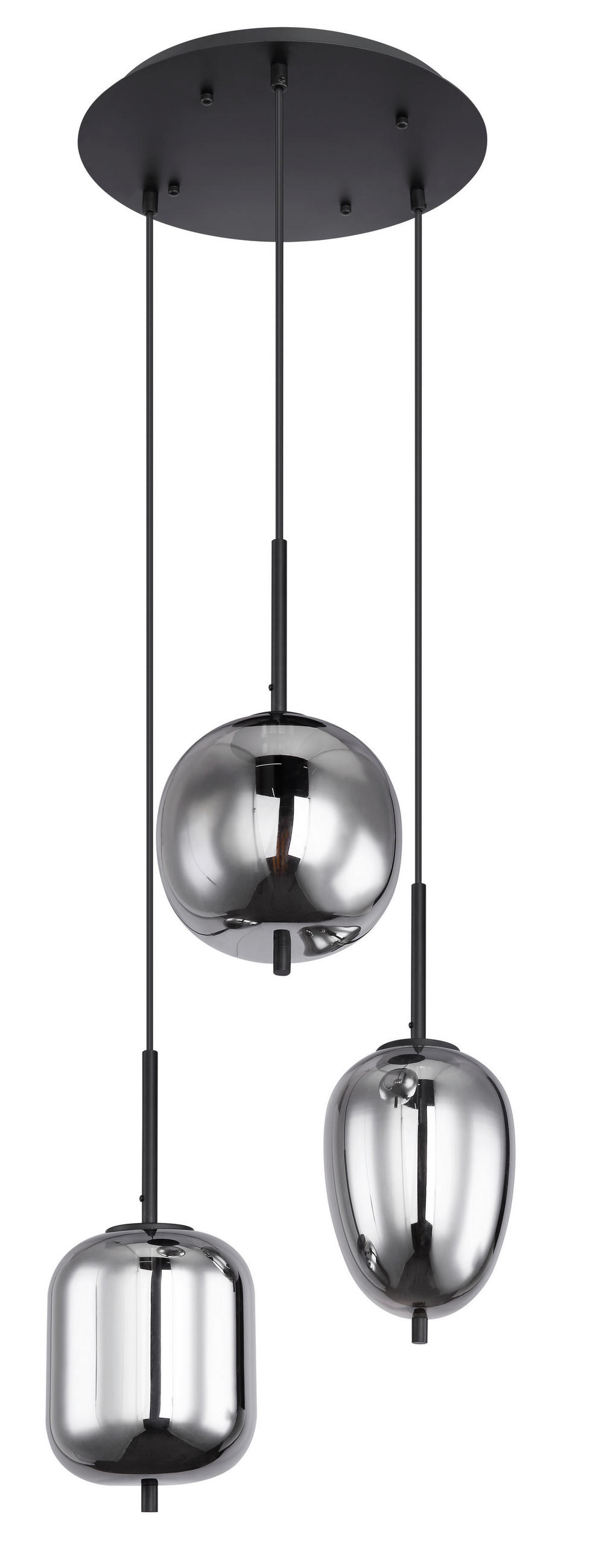 ZÁVĚSNÉ SVÍTIDLO, 46/120 cm  - šedá/černá, Design, kov/sklo (46/120cm)