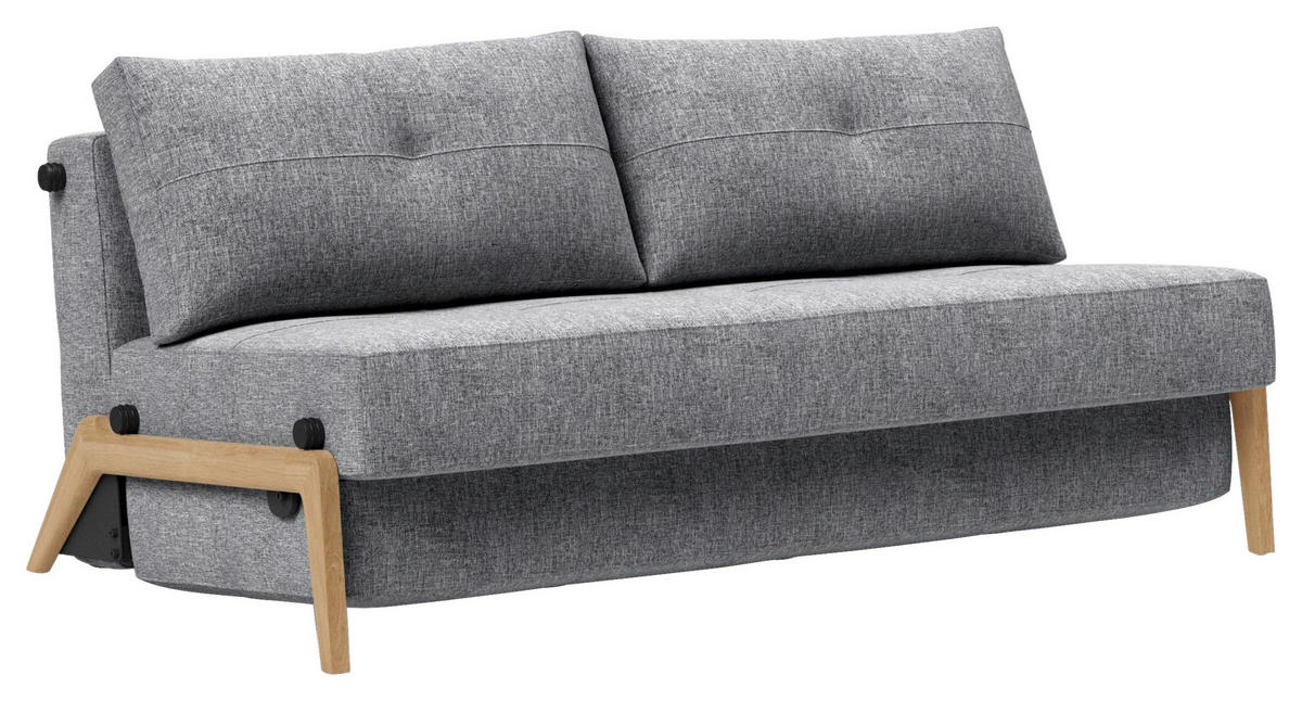 SCHLAFSOFA Flachgewebe Hellgrau  - Eichefarben/Hellgrau, Design, Holz/Textil (168/79/98cm) - Innovation