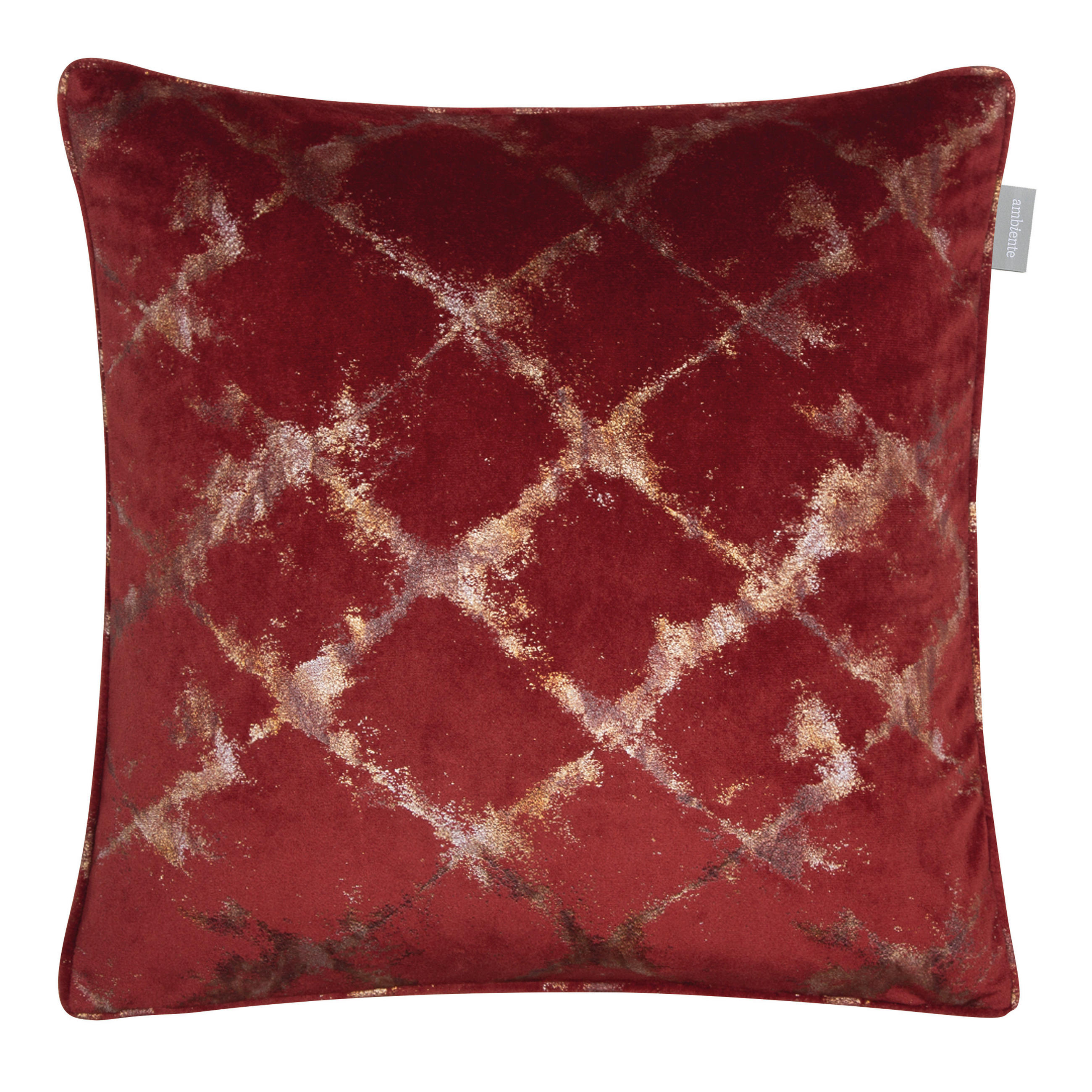KISSENHÜLLE Shiny Velvet 48/48 cm  - Rot/Goldfarben, Design, Textil (48/48cm) - Ambiente
