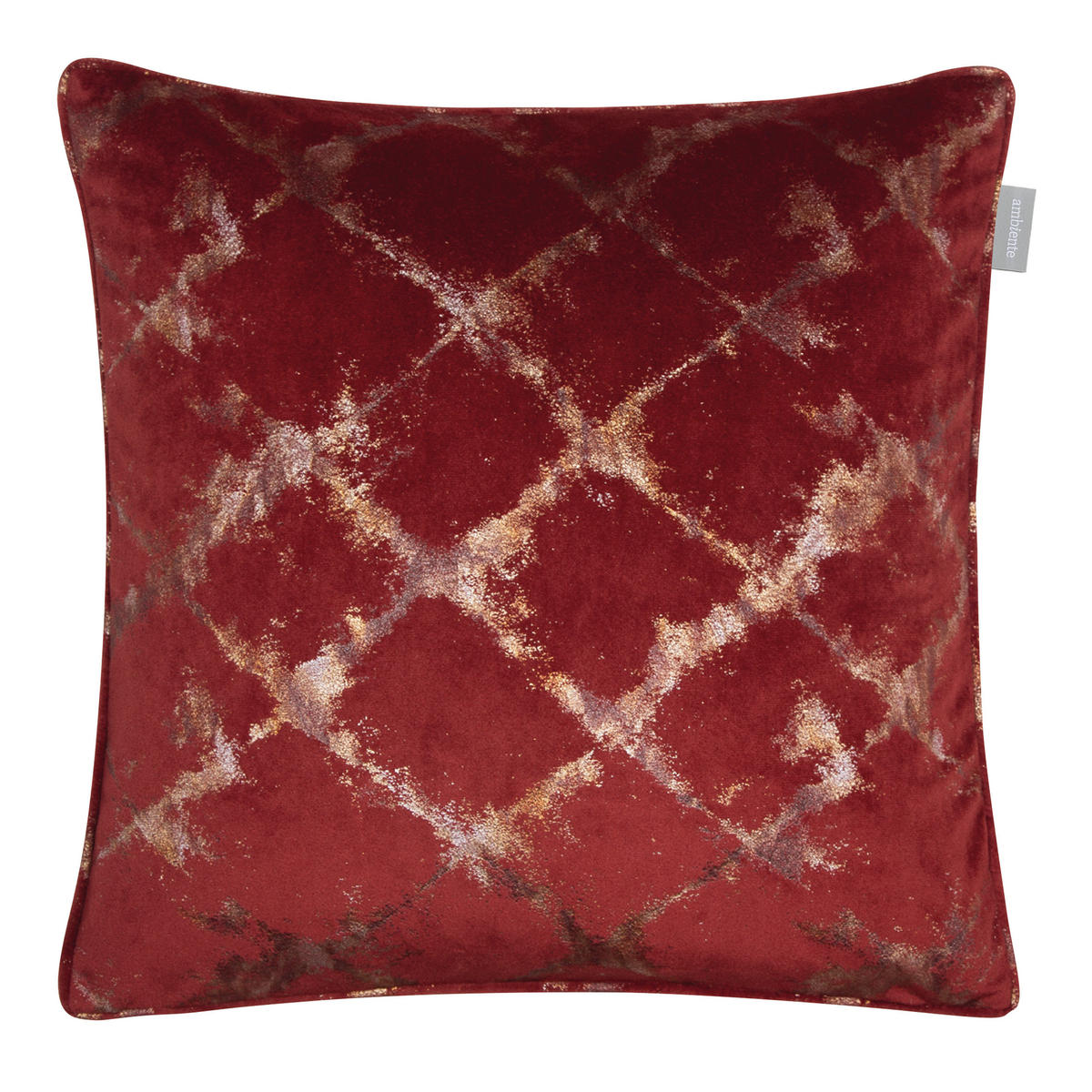 KISSENHÜLLE Shiny Velvet 48/48 cm  - Rot/Goldfarben, Design, Textil (48/48cm) - Ambiente