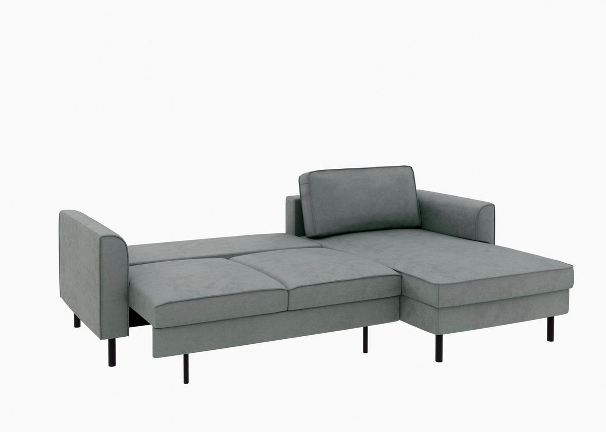 ECKSCHLAFSOFA  mit Bettkasten erhältlich, Sitzqualitäten, Schlafen auf Sitzhöhe, Bettfunktion erhältlich, Rücken echt, Armteil links, Armteil rechts Struktur Anthrazit  - Anthrazit/Schwarz, MODERN, Textil/Metall (232/161cm) - Trendmanufaktur