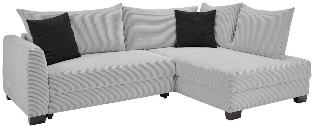 ECKSOFA in Cord Grau  - Anthrazit/Schwarz, KONVENTIONELL, Holz/Textil (267/181cm) - Carryhome