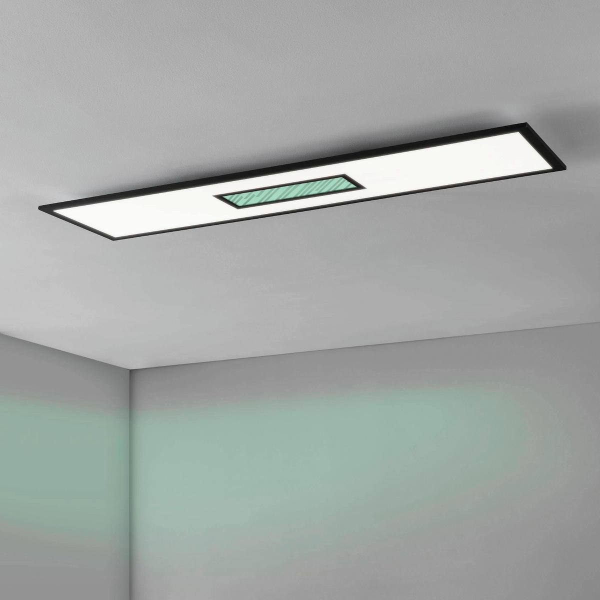 DECKENLEUCHTE    119,5/29,5/5 cm  - Schwarz/Weiß, Basics, Kunststoff/Metall (119,5/29,5/5cm) - Eglo