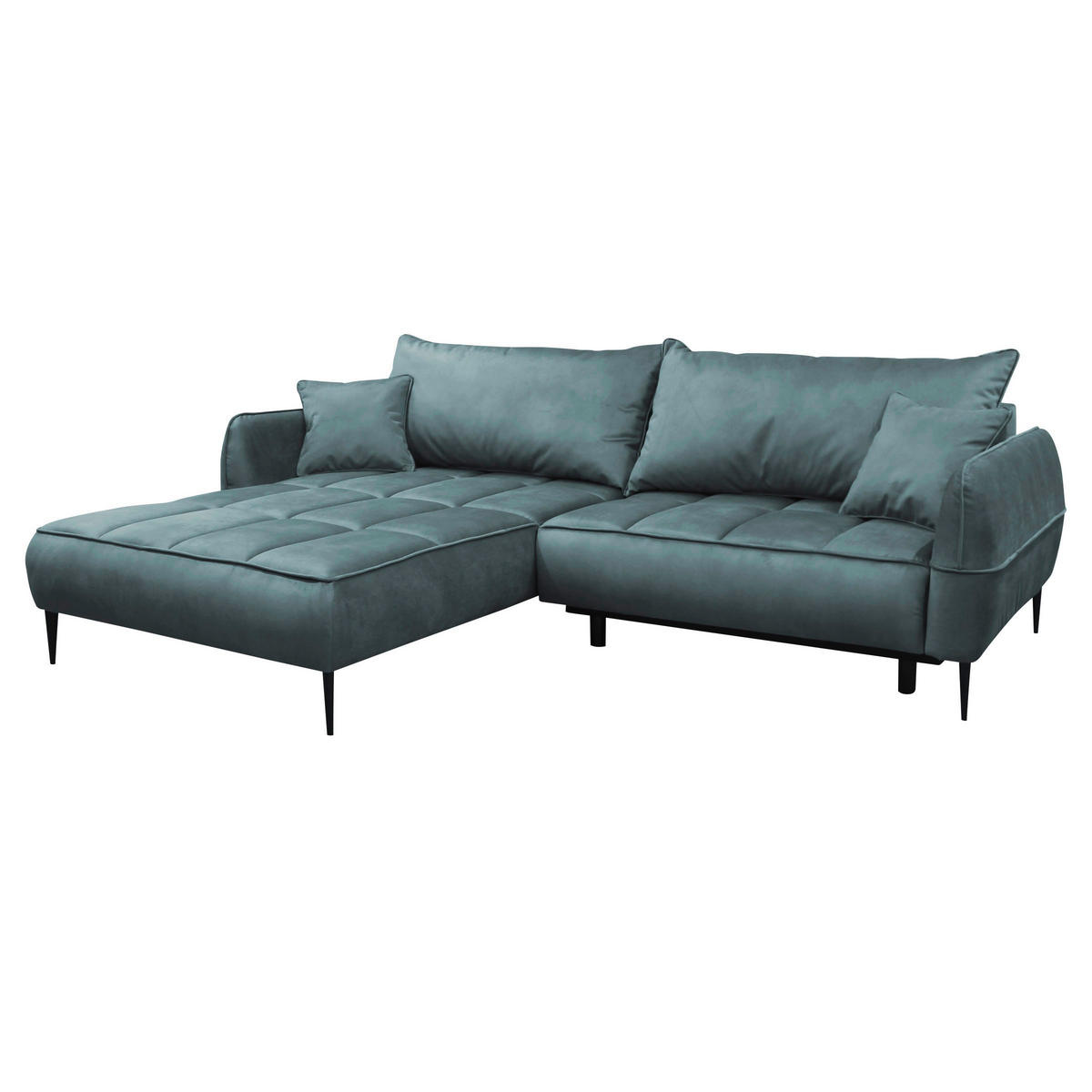 ECKSOFA Blau Velours  - Blau/Schwarz, Design, Textil/Metall (189/260cm) - MID.YOU