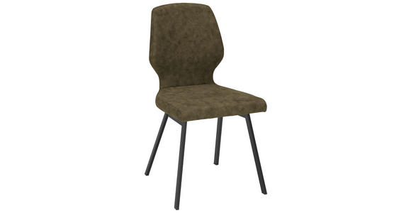 STUHL in Eisen Mikrofaser - Schwarz/Olivgrün, MODERN, Textil/Metall (46/91/61cm) - Venda
