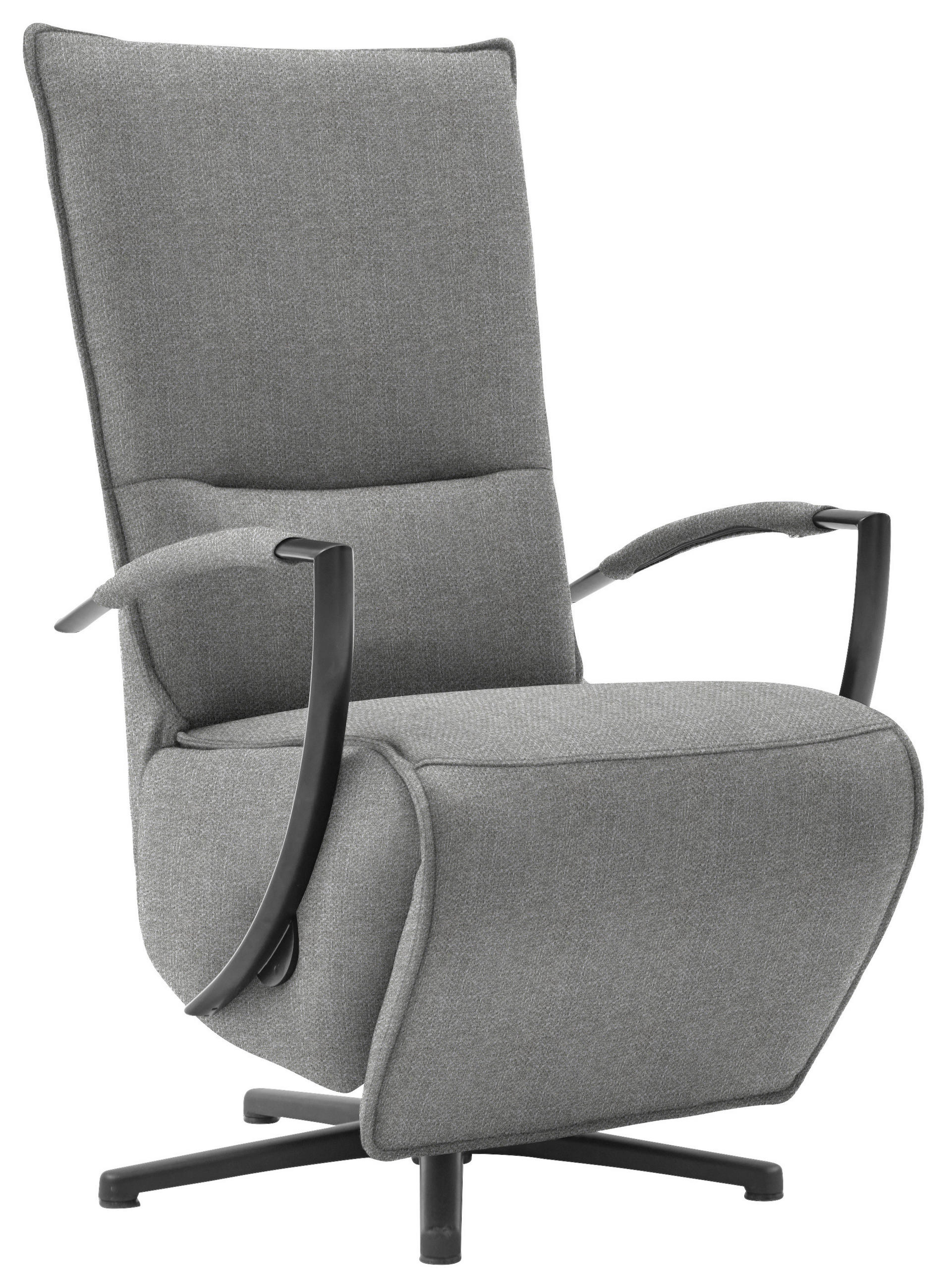 RELAXSESSEL Webstoff Relaxfunktion    - Hellgrau/Schwarz, Design, Textil/Metall (66/110-114/84cm) - Moderano
