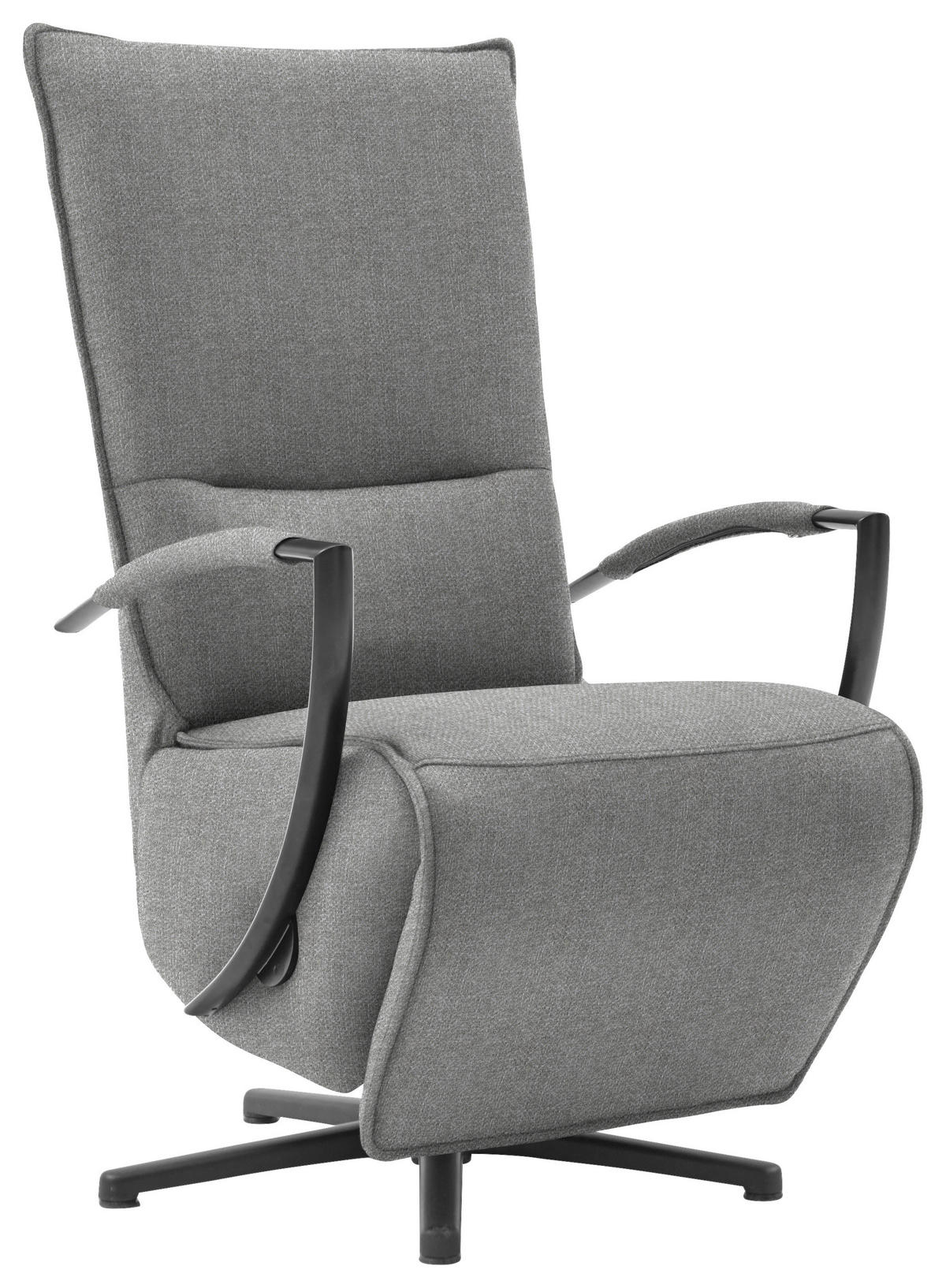RELAXSESSEL in Textil Schwarz, Hellgrau  - Hellgrau/Schwarz, Design, Textil/Metall (66/110-114/84cm) - Moderano