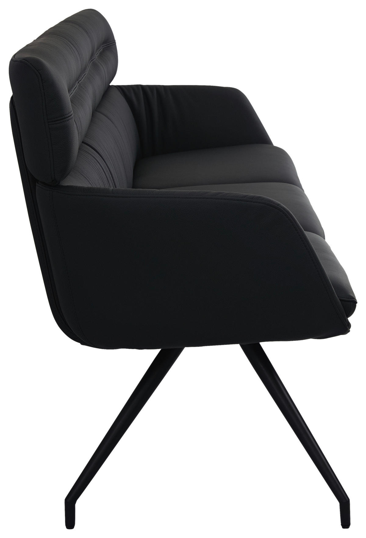 SITZBANK Metall, Leder Schwarz  - Schwarz, Design, Leder/Metall (220/91/70cm) - Dieter Knoll