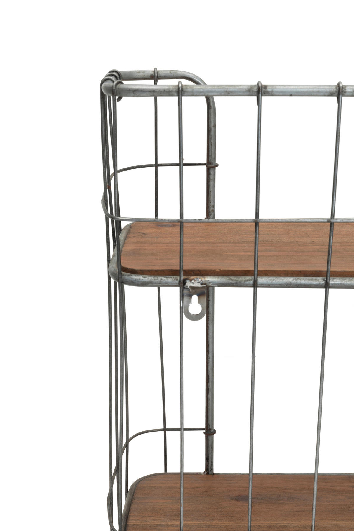 NÁSTĚNNÝ REGÁL, 63/66/21 cm - barvy stříbra/přírodní barvy, Lifestyle, kov/dřevo (63/66/21cm) - Livetastic