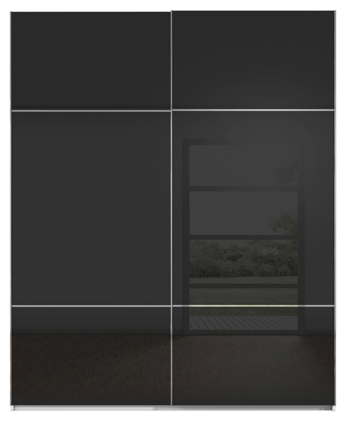SCHWEBETÜRENSCHRANK in Schwarz, Weiss  - Chromfarben/Weiss, Konventionell, Glas/Holzwerkstoff (162/223/68cm) - Novel