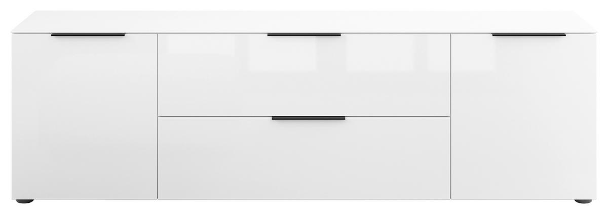 LOWBOARD Style  in 180/53,9/40 cm  - Weiß Hochglanz/Schwarz, Basics, Glas/Holzwerkstoff (180/53,9/40cm)