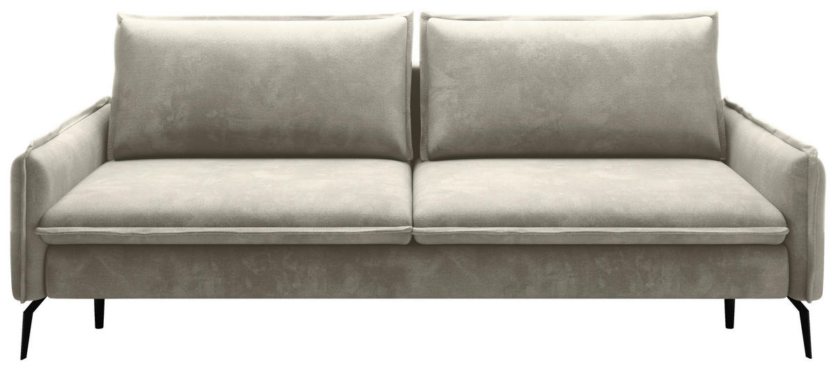 SCHLAFSOFA  mit Liegefunktion, Rücken echt Chenille Hellbraun  - Hellbraun/Schwarz, KONVENTIONELL, Textil/Metall (223/89/107cm) - Carryhome
