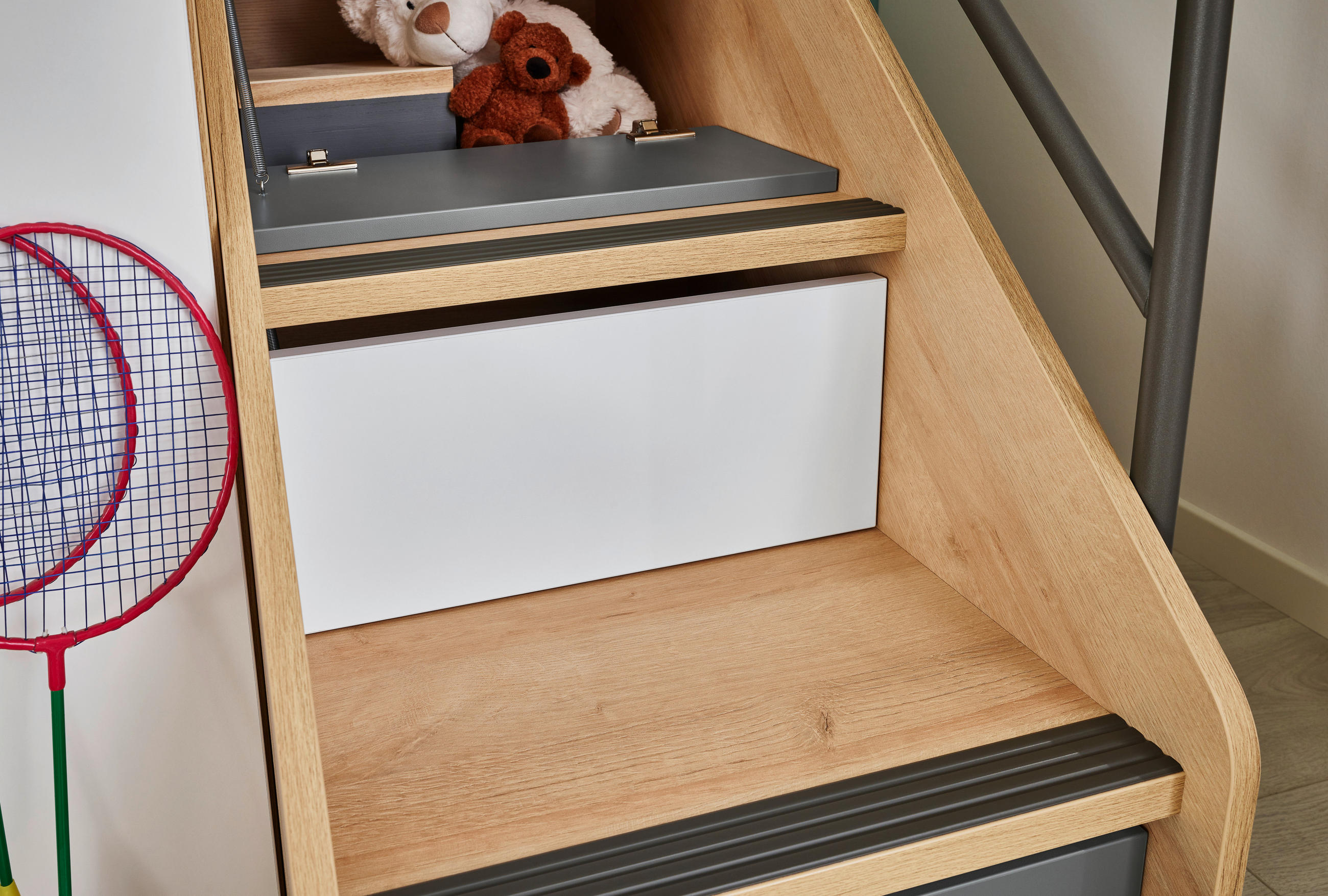 JUGENDZIMMER - Weiss/Eichefarben, Design, Holzwerkstoff (90/200cm) - Novel