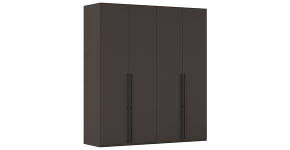 DREHTÜRENSCHRANK 201/235/61 cm,  in Graphitfarben, 4-türig  - Schwarz/Graphitfarben, Basics, Holzwerkstoff/Metall (201/235/61cm) - Novel