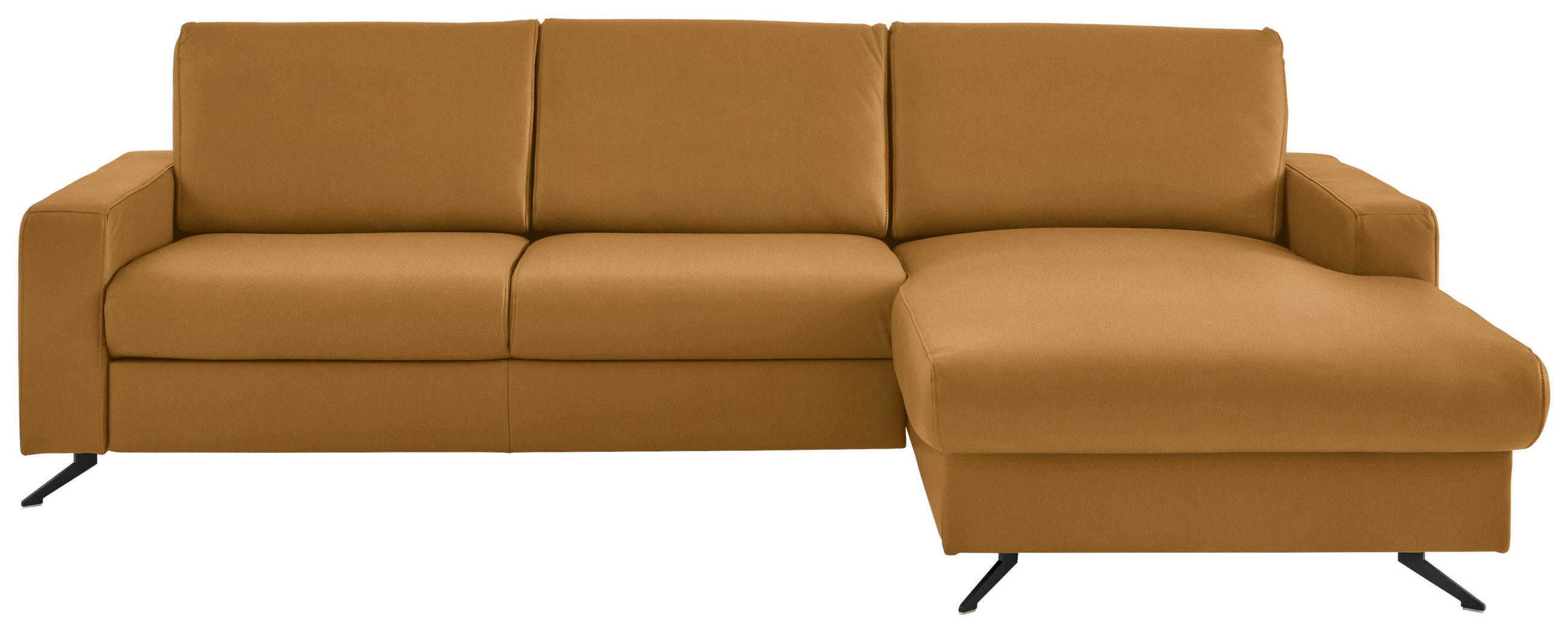 ECKSOFA in Echtleder Gelb  - Gelb/Schwarz, Design, Leder/Metall (267/165cm) - Beldomo Premium