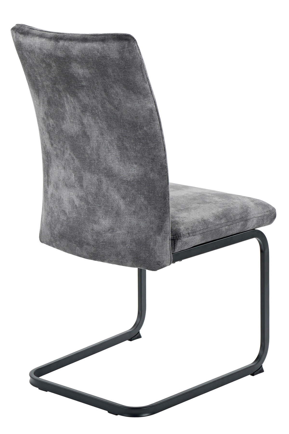 SCHWINGSTUHL-SET 4 Stück  in Stahl Samt, Mikrofaser  - Anthrazit/Schwarz, MODERN, Textil/Metall (49/98/61cm) - MID.YOU