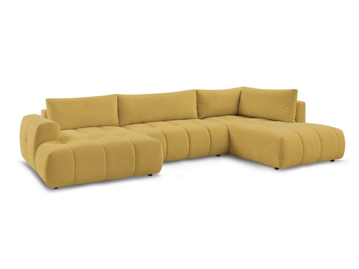 WOHNLANDSCHAFT  FUJI  Gelb Leinenoptik  - Gelb/Schwarz, MODERN, Kunststoff/Textil (160/377/204cm)