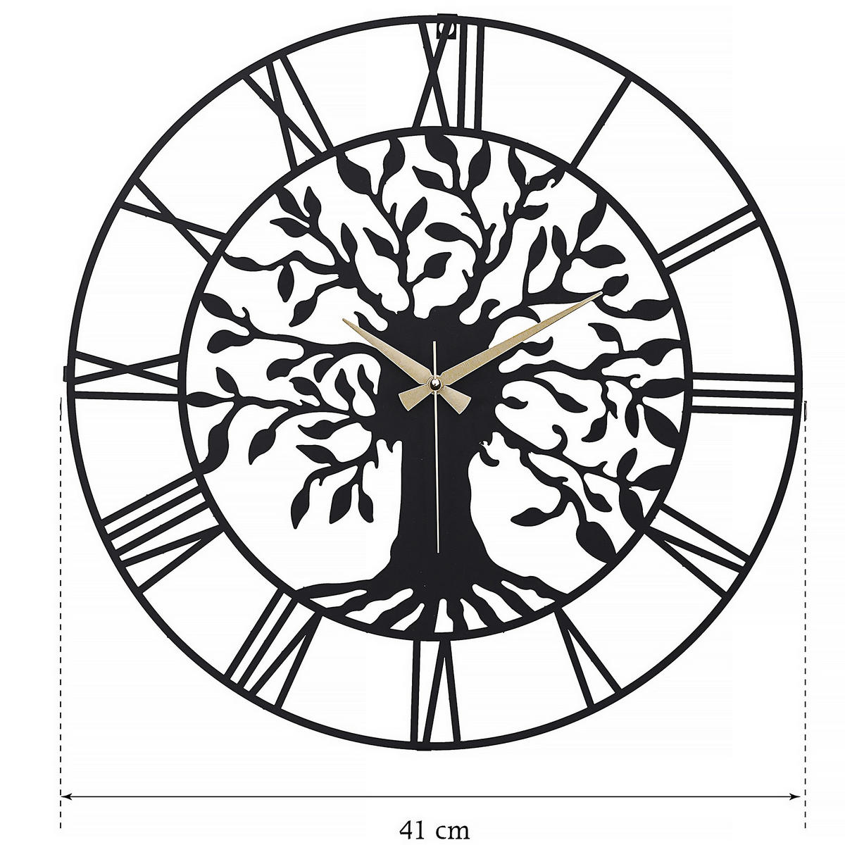 WANDUHR Schwarz 41/41/3 cm  - Schwarz, LIFESTYLE, Metall (41/41/3cm)