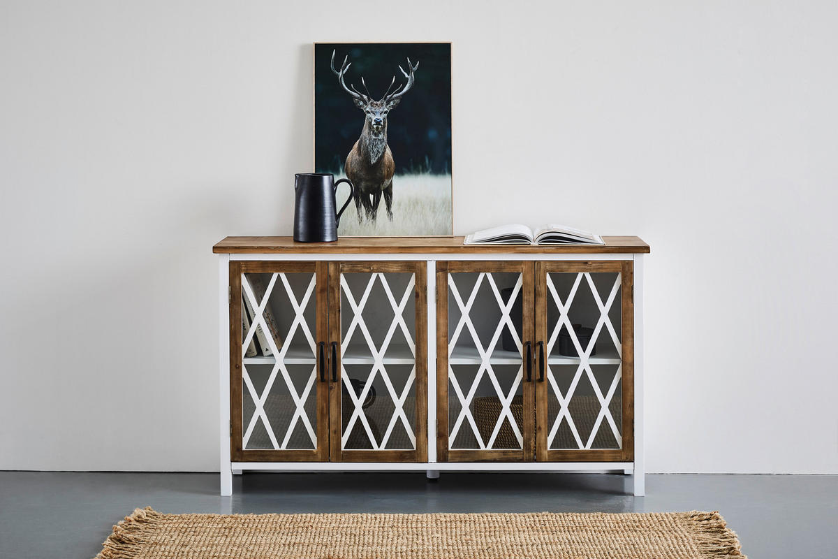SIDEBOARD  in 148/85/35 cm  - Klar/Schwarz, KONVENTIONELL, Glas/Holz (148/85/35cm) - Livetastic