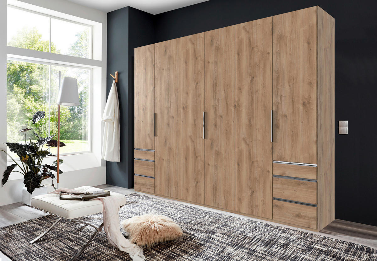 DREHTÜRENSCHRANK - Chromfarben/Plankeneiche, MODERN, Holzwerkstoff (300/236/58cm) - MID.YOU