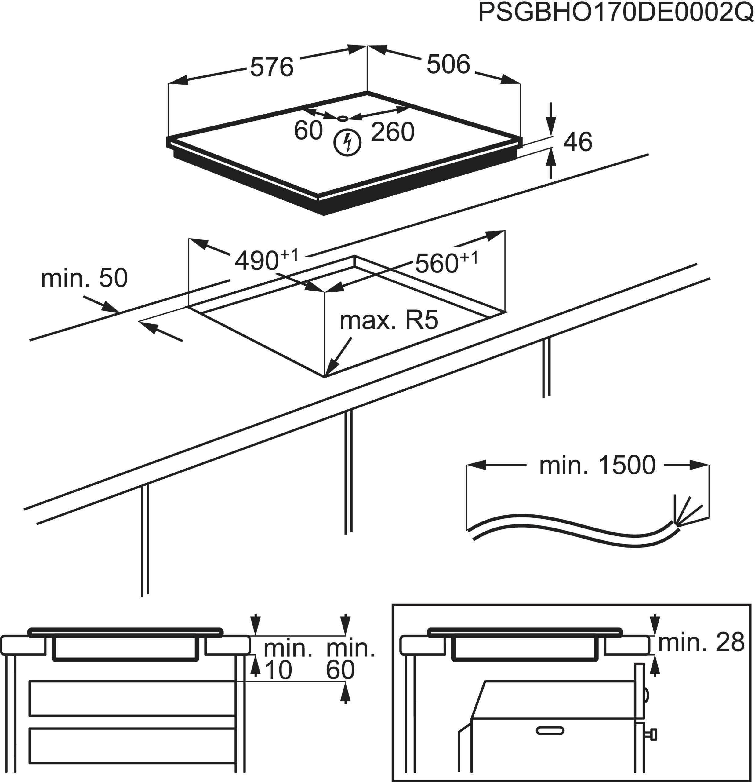 GLASKERAMIKKOCHFELD LRR8436M  - Schwarz, Basics, Glas/Metall (76,6/3,8/50,6cm) - Electrolux