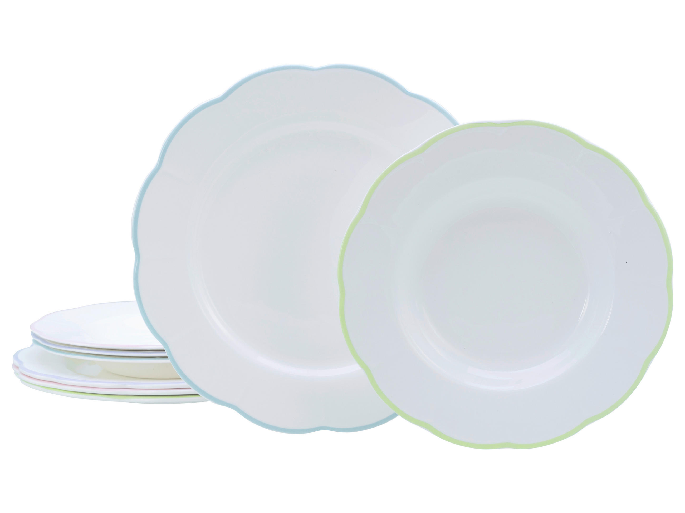 TAFELSERVICE Lila, Weiß, Hellblau, Hellrosa, Limette Florine Bunt 8-teilig  - Hellrosa/Lila, Basics, Keramik - Creatable