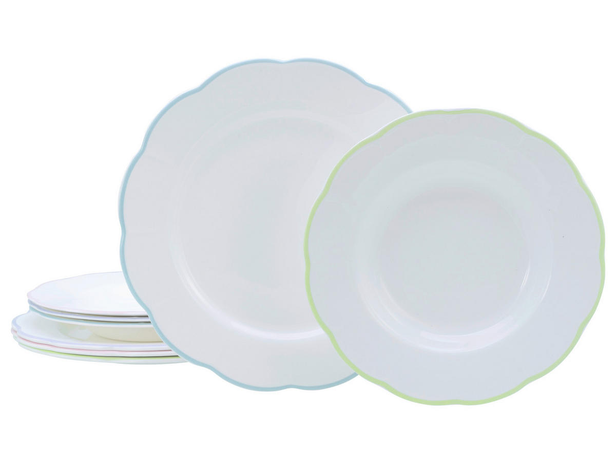 TAFELSERVICE Lila, Weiß, Hellblau, Hellrosa, Limette Florine Bunt 8-teilig  - Hellrosa/Lila, Basics, Keramik - Creatable