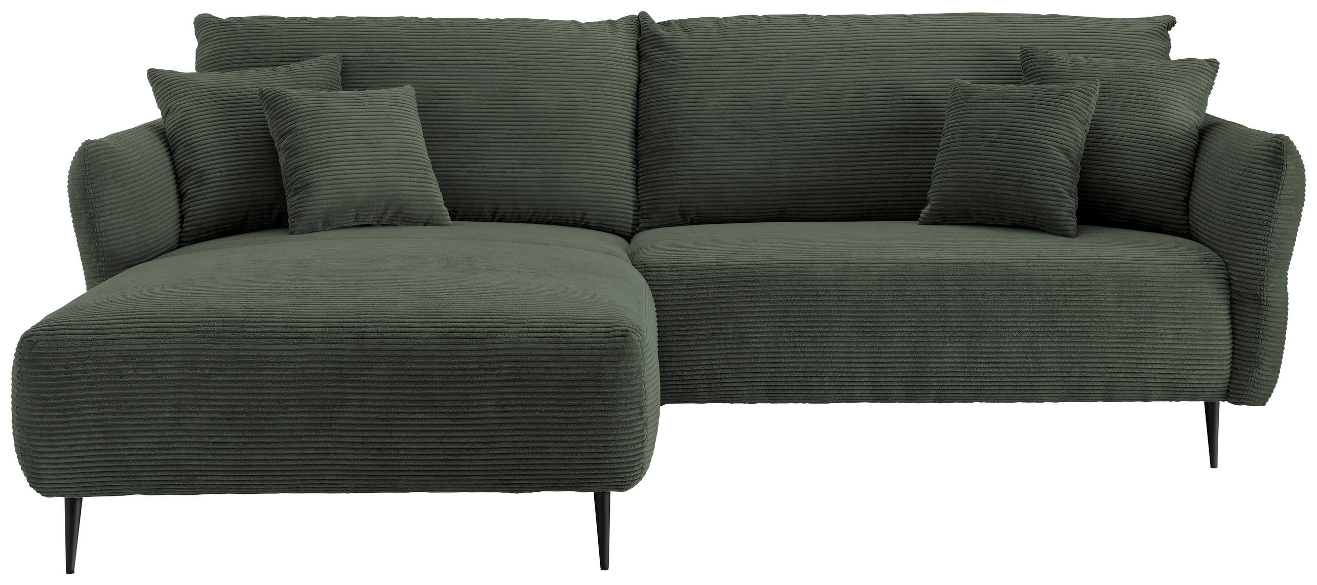ECKSOFA Dunkelgrün Cord  - Dunkelgrün/Schwarz, Design, Textil/Metall (286/178cm) - Livetastic