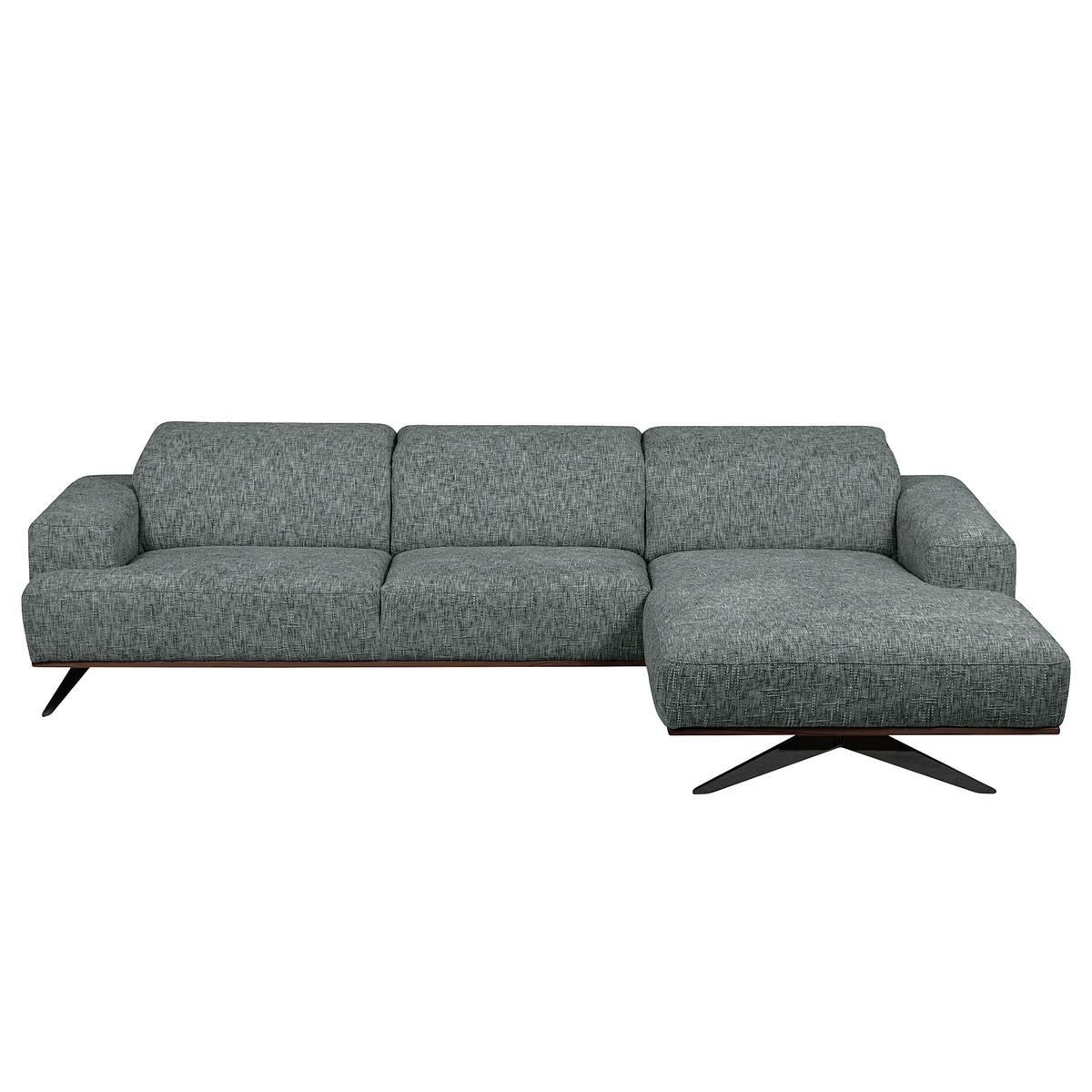 ECKSOFA PORTLAND Anthrazit Struktur Kopfteilverstellung  - Dunkelbraun/Anthrazit, Design, Holz/Textil (295/187cm) - Livetastic