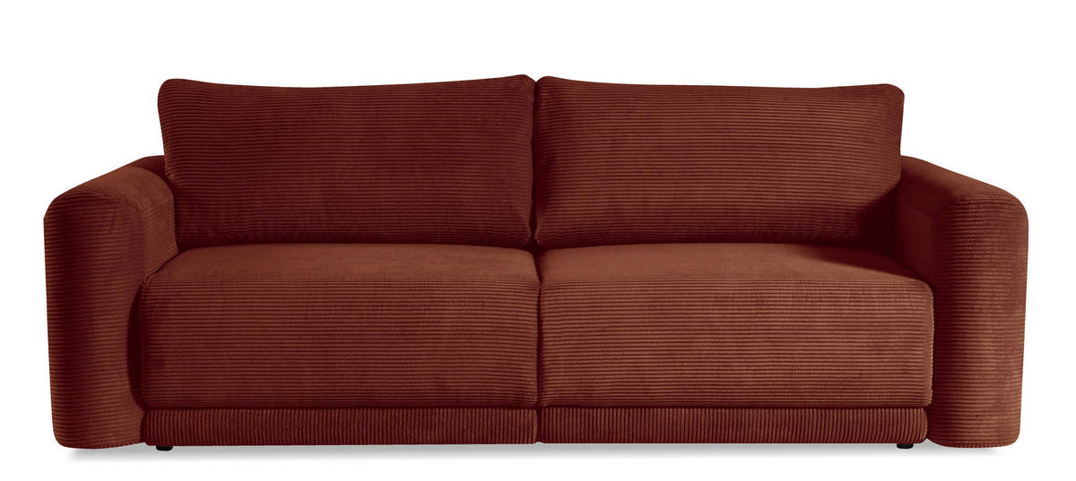 SCHLAFSOFA NORMAN in gerippt Rostfarben  - Rostfarben/Schwarz, Design, Kunststoff/Textil (252/93/167cm) - Livetastic