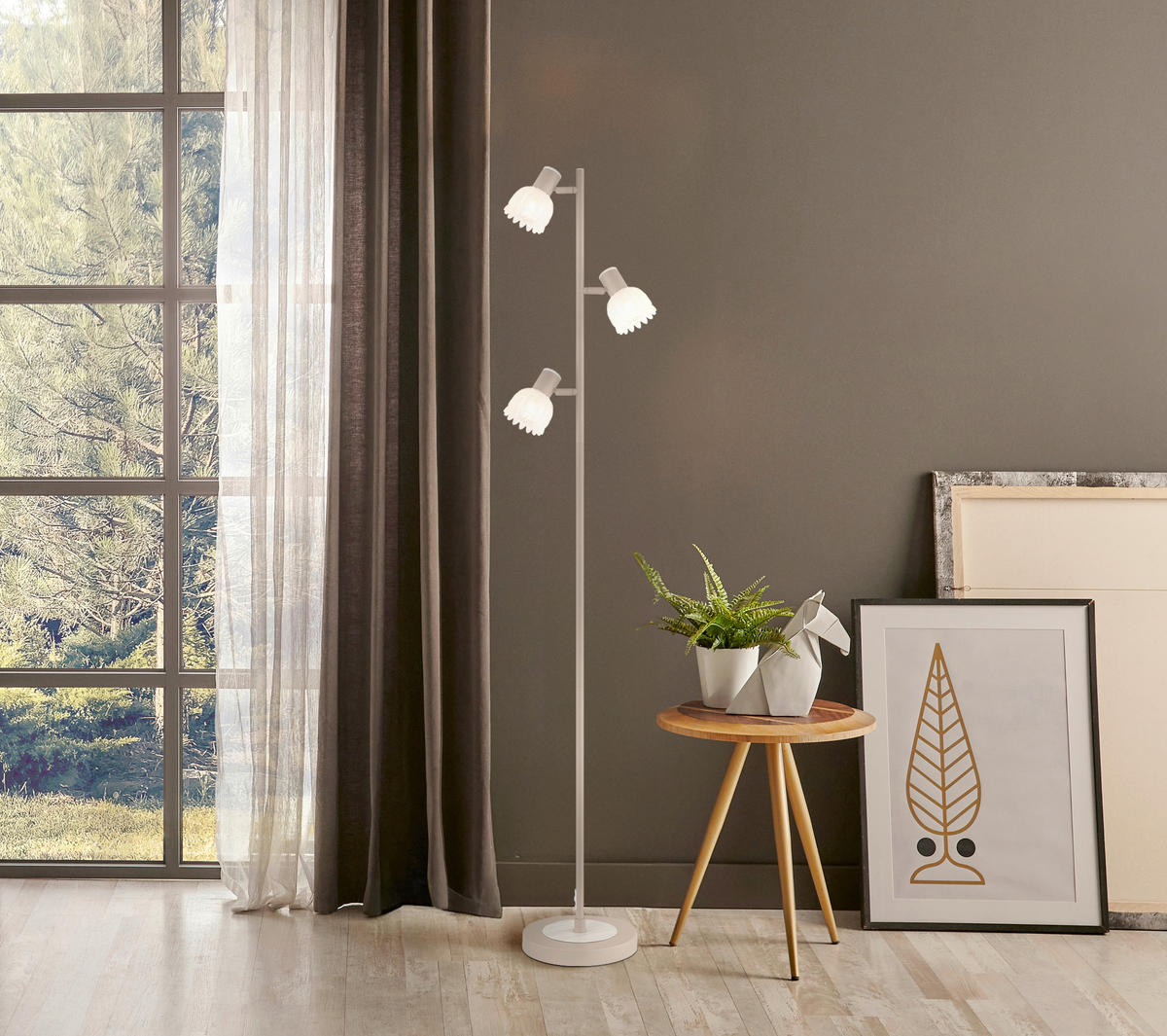 STEHLEUCHTE 28/23/154 cm    - Sandfarben/Schwarz, KONVENTIONELL, Glas/Kunststoff (28/23/154cm) - Globo