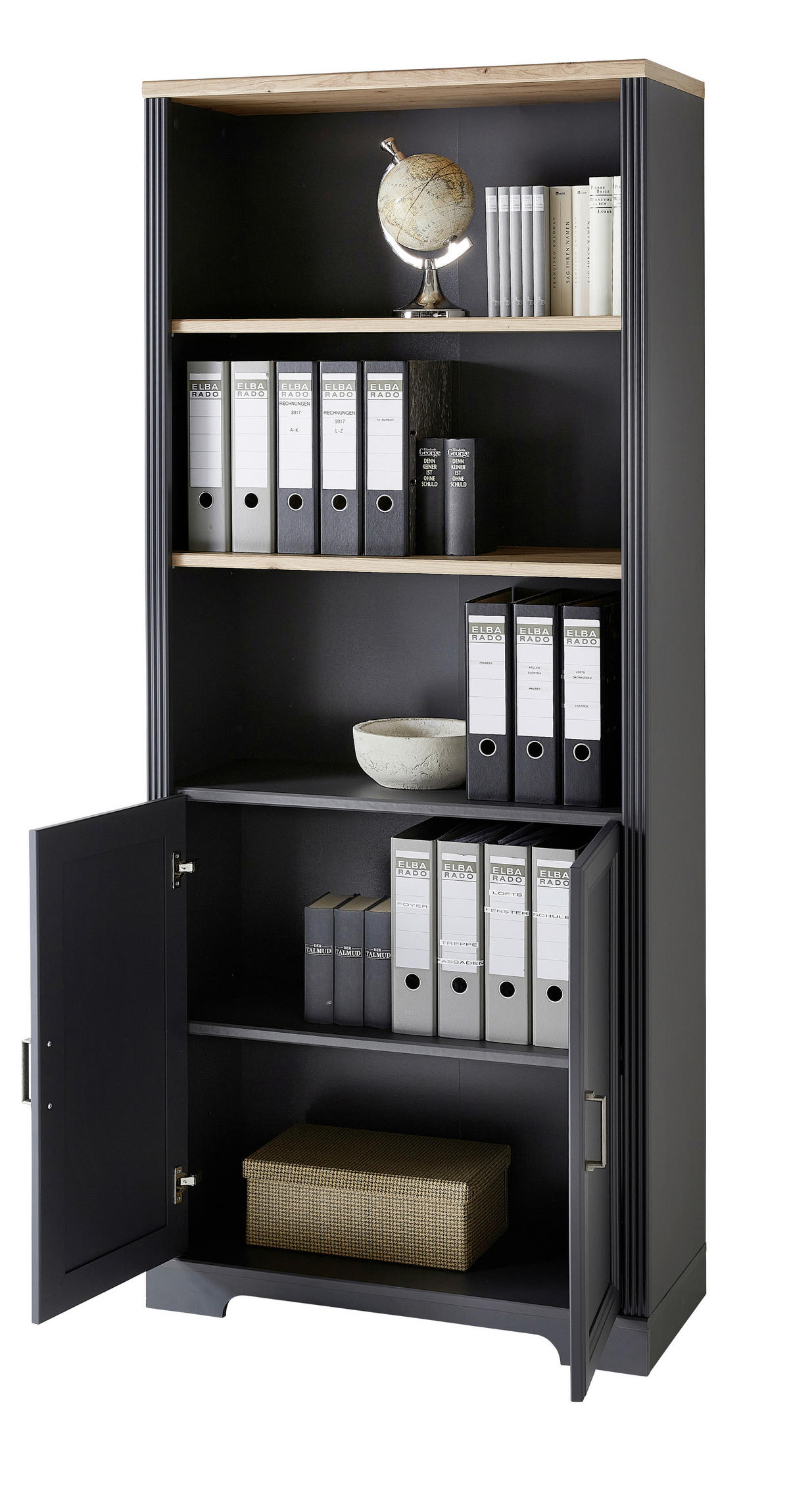 Dulap Pentru Acte  86/204/38 cm  - grafit/stejar Artisan, Romantik / Landhaus, material pe bază de lemn (86/204/38cm) - Landscape