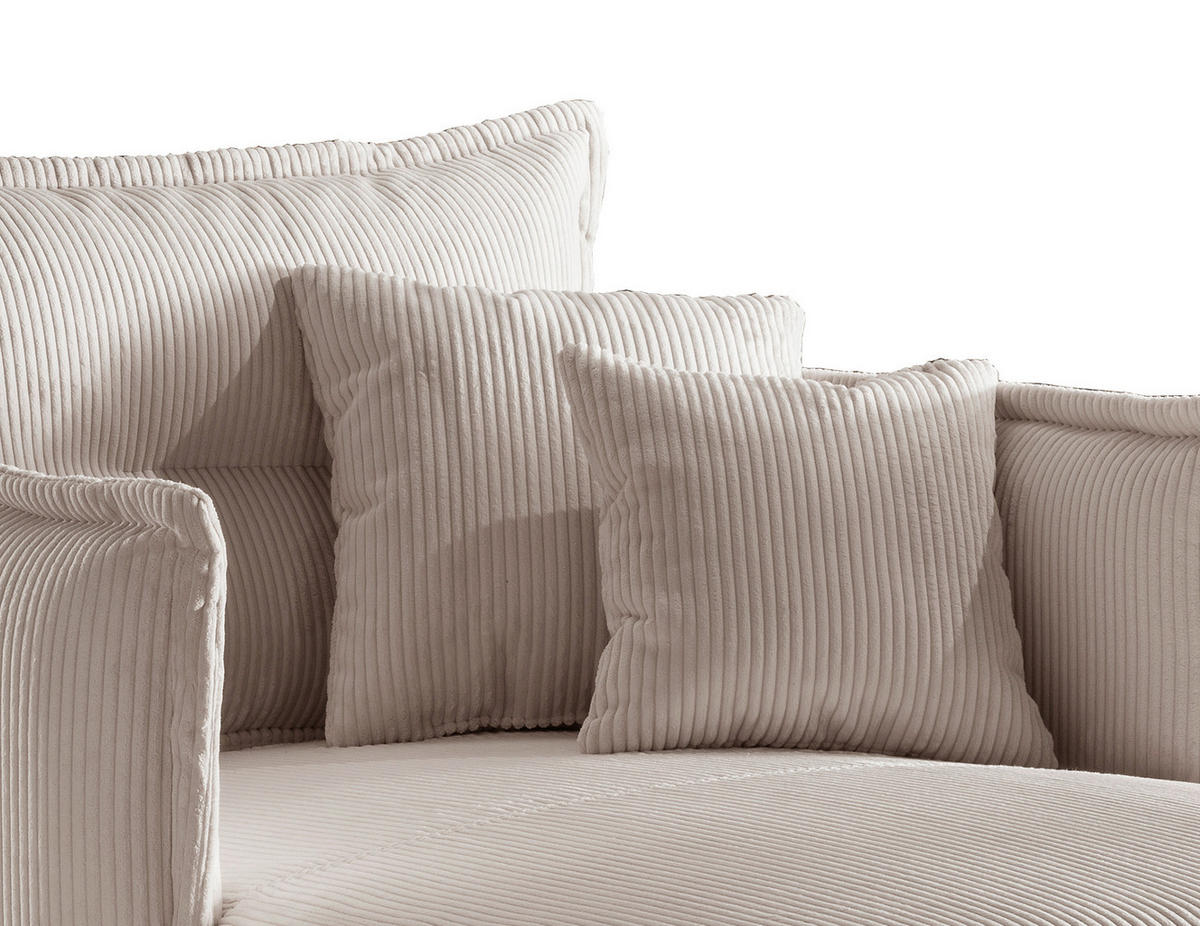 XXL-SESSEL Cord Beige  - Beige/Schwarz, Modern, Textil/Metall (111/101/167cm) - Livetastic