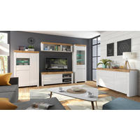 KLUB STOČIĆ 65/45,5/110 cm  bela, hrast wotan  - hrast wotan/bela, Dizajnerski, pločasti materijal (65/45,5/110cm) - Carryhome