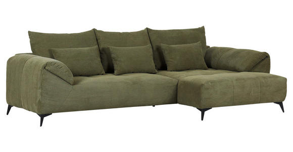 ECKSOFA Dunkelgrün Cord - Dunkelgrün/Schwarz, KONVENTIONELL, Textil/Metall (311/176cm) - Carryhome