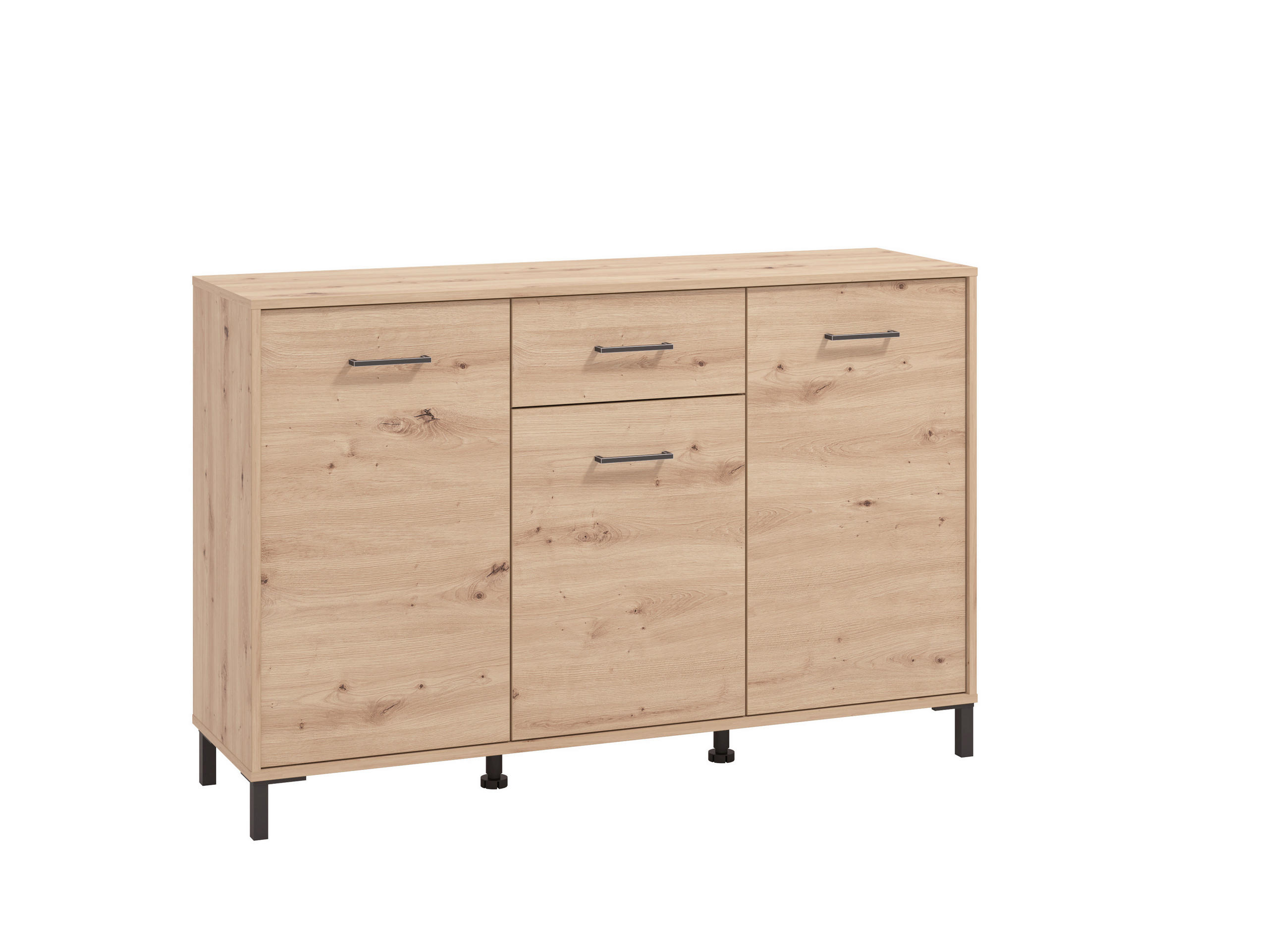 KOMODA, hrast artisan  - črna/hrast artisan, Konvencionalno, umetna masa/leseni material (138/90/40cm) - Carryhome