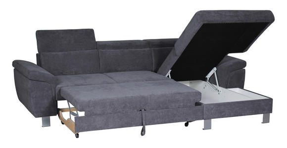 ECKSOFA in Webstoff Grau  - Silberfarben/Grau, Design, Textil/Metall (250/167cm) - Xora