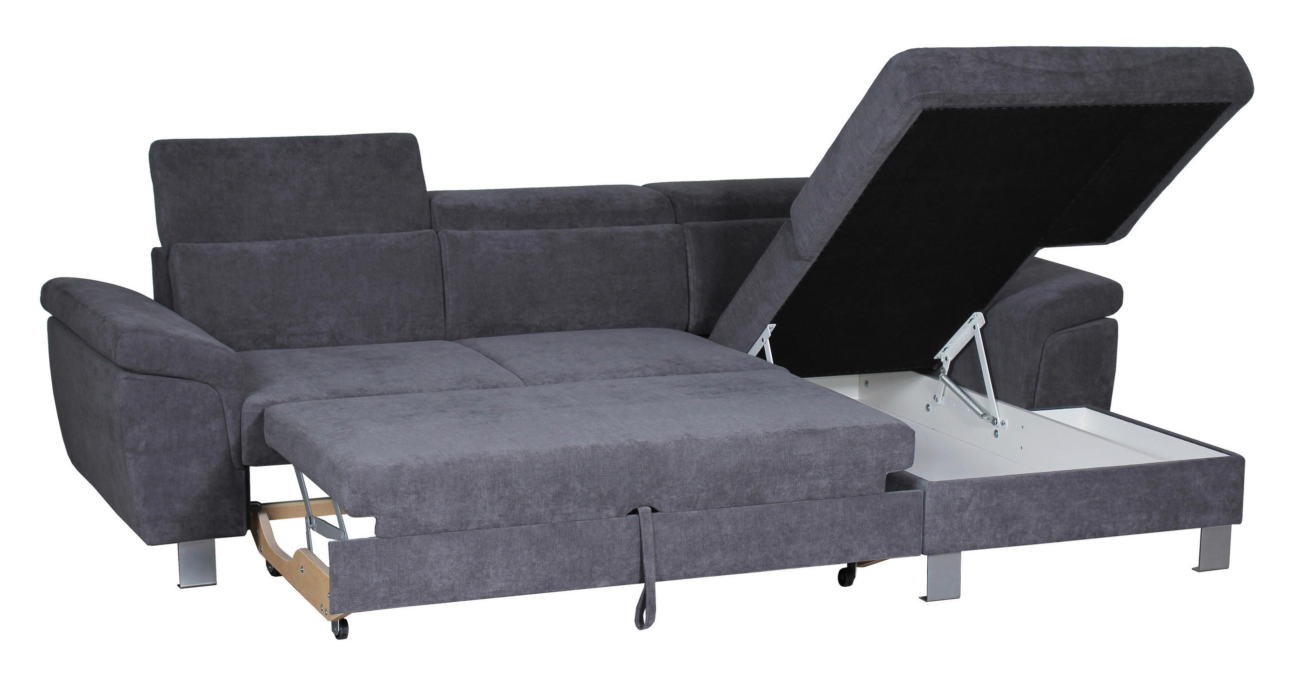 ECKSOFA in Webstoff Grau  250/167 cm  - Silberfarben/Grau, Design, Textil/Metall (250/167cm) - Xora