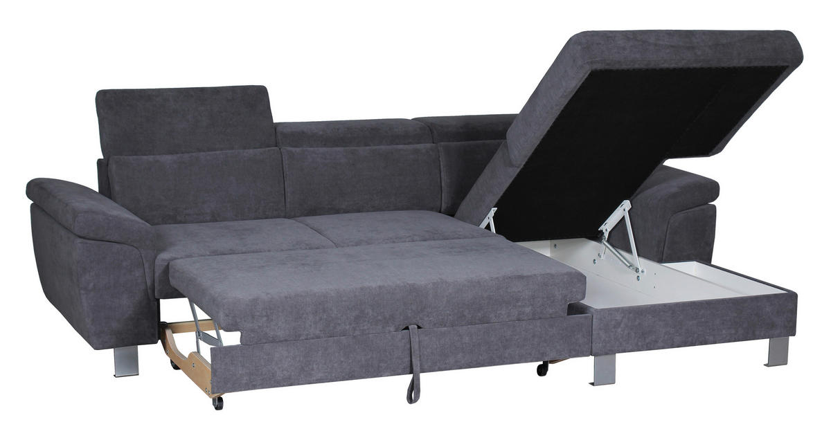 ECKSOFA in Webstoff Grau  - Silberfarben/Grau, Design, Textil/Metall (167/250cm) - Xora