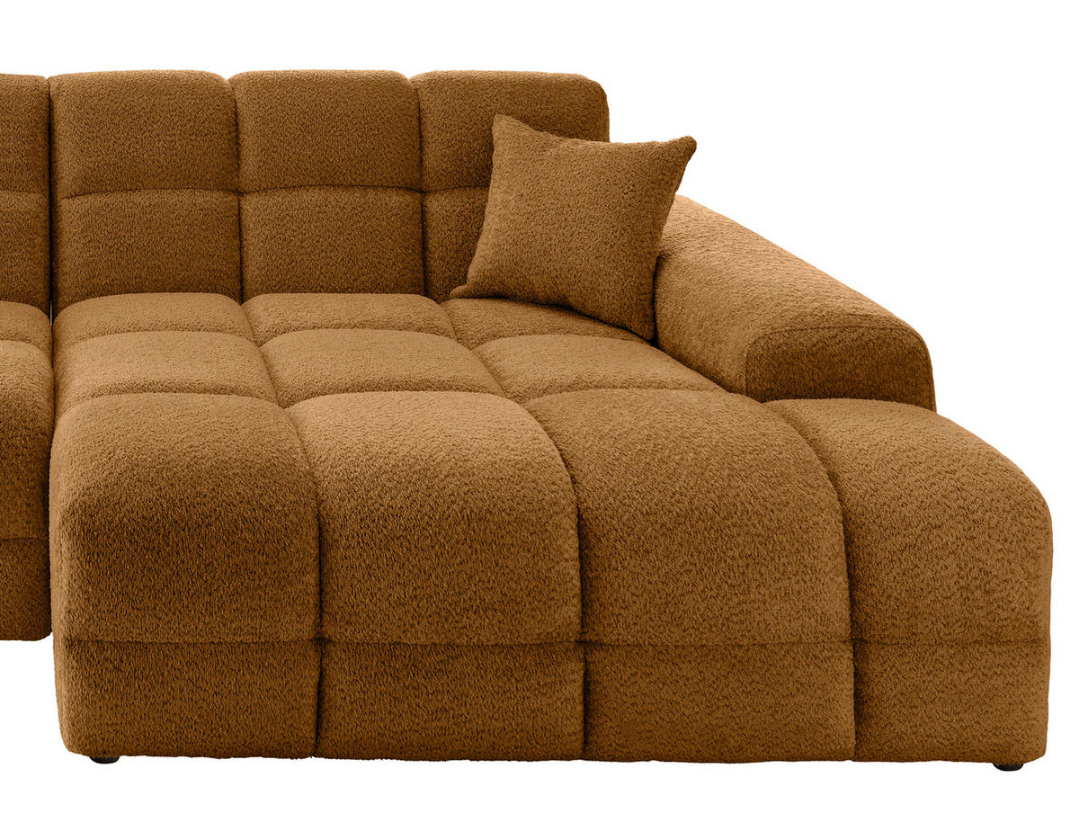 ECKSOFA in Bouclé Goldfarben  - Goldfarben/Schwarz, Modern, Kunststoff/Textil (301/152cm) - Livetastic