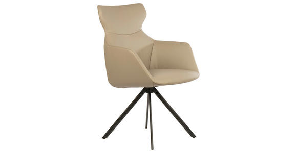 ARMLEHNSTUHL  Sitzfläche 360° drehbar, automatische Rückholfunktion  Echtleder  - Taupe, Design, Leder/Metall (65/91/63cm) - Dieter Knoll