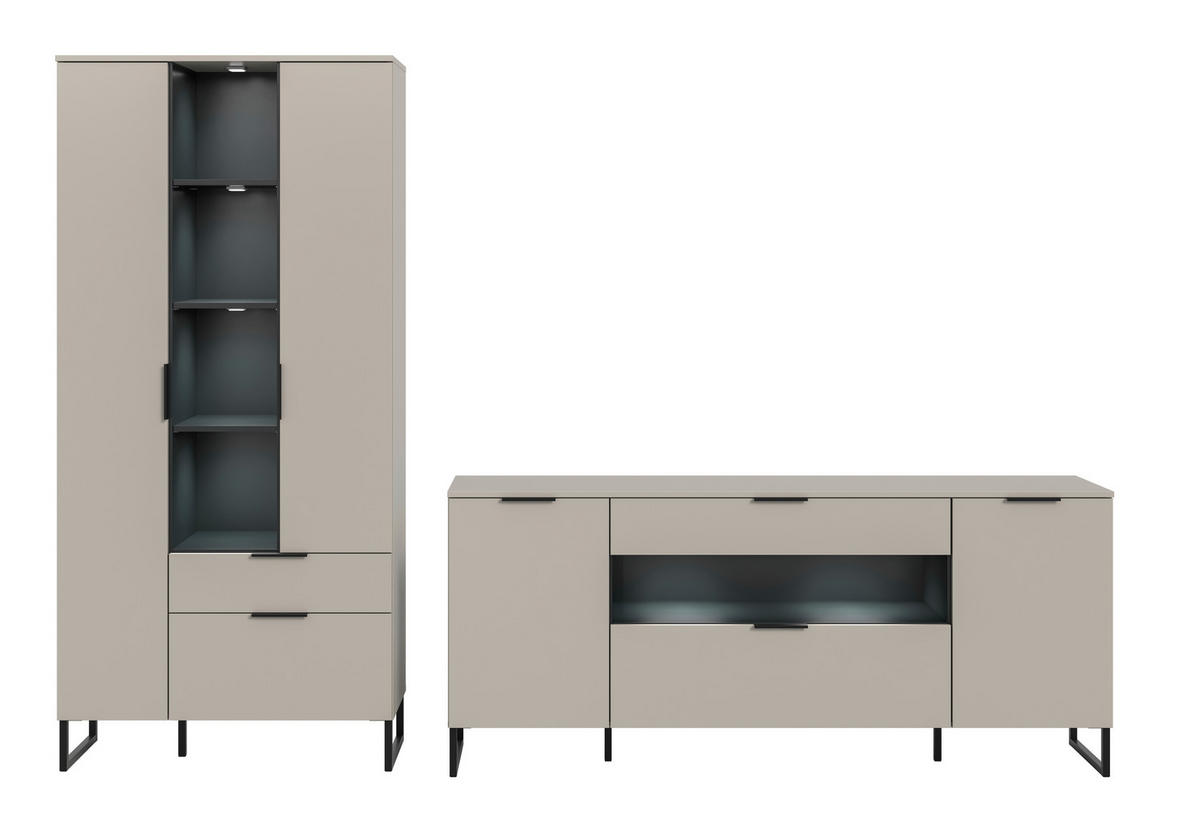 SZEKRÉNYSOR fekete, kasmírszínű  - kasmírszínű/fekete, Design, faalapú anyag/fém (290/192/41cm) - Livetastic