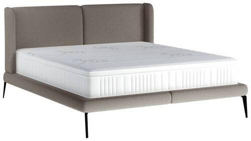 Polsterbett inkl. Matratze Matratze, gepolstertes Kopfteil, Topper 180/200 cm  in Hellgrau  - Creme/Hellgrau, MODERN, Textil/Metall (180/200cm) - Livetastic