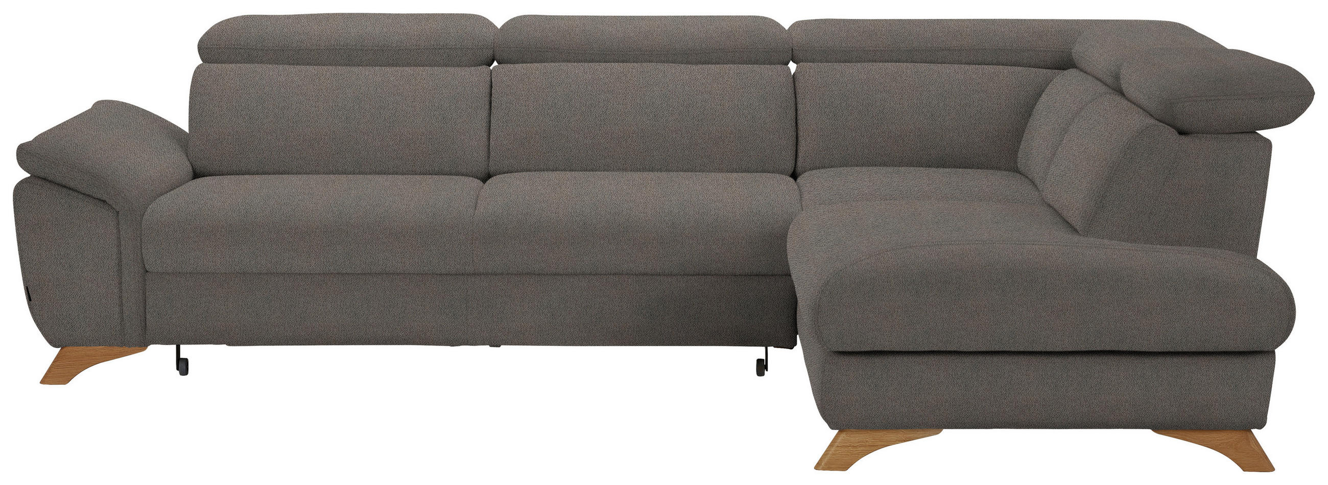 ECKSOFA MERCURY Graubraun Flachgewebe  - Eichefarben/Graubraun, MODERN, Holz/Textil (287/212cm) - Valnatura